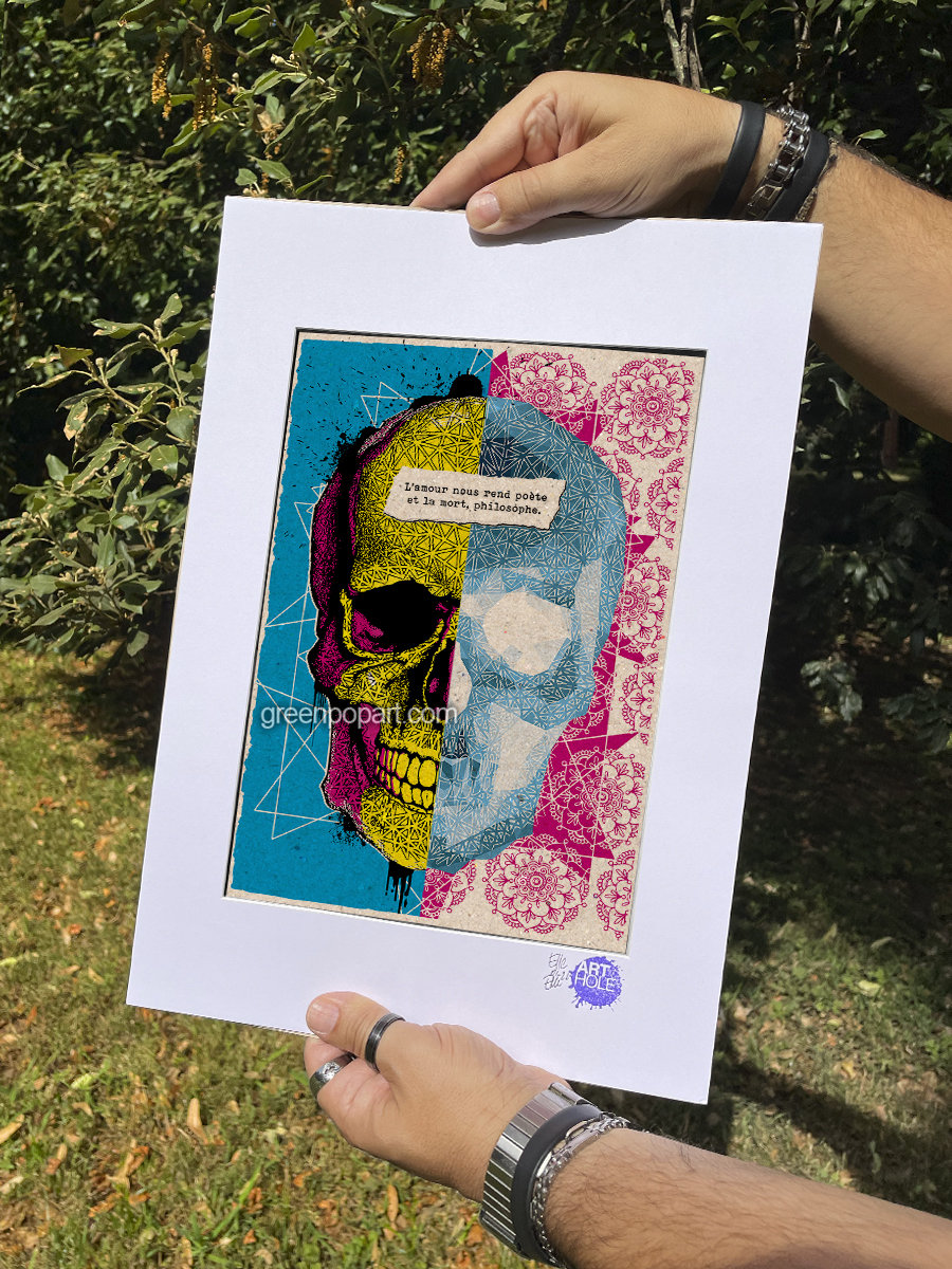 Old Skull - Original Pop-Art printed on 100% recycled paper. Minimalistic, Abstract