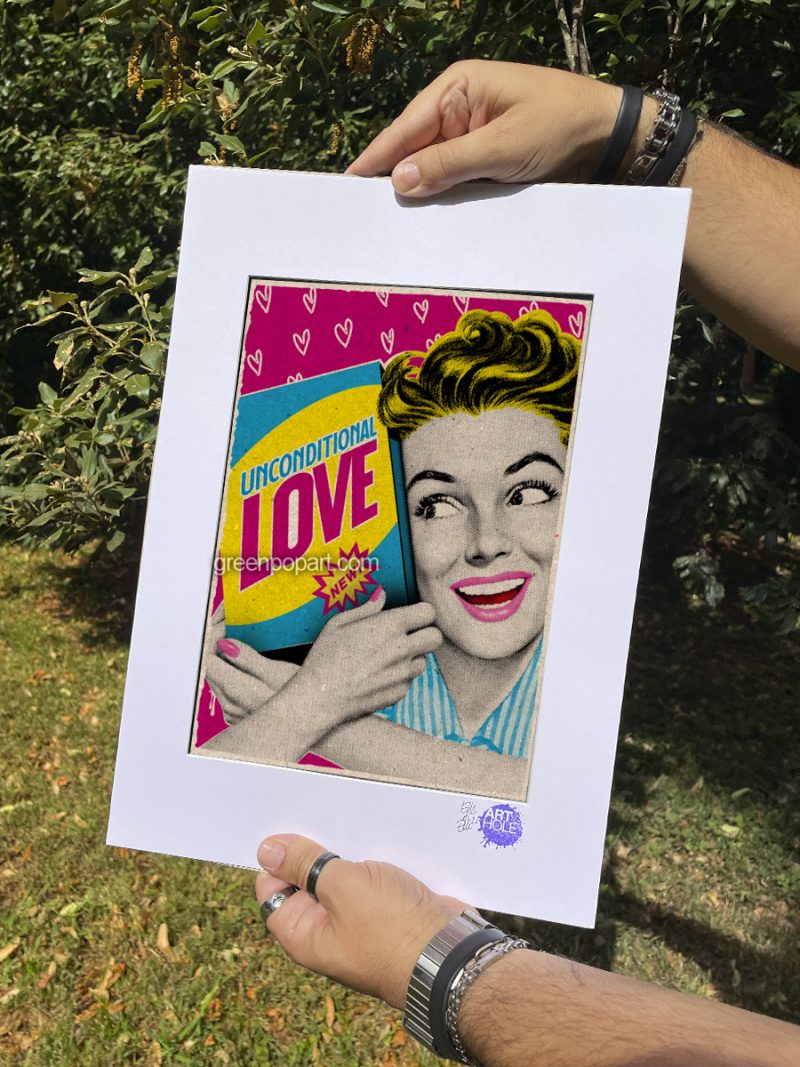 Unconditional Love - Original Pop-Art printed on 100% recycled paper. Vintage, Feminist, Housewife 50s, Soap, Provocative