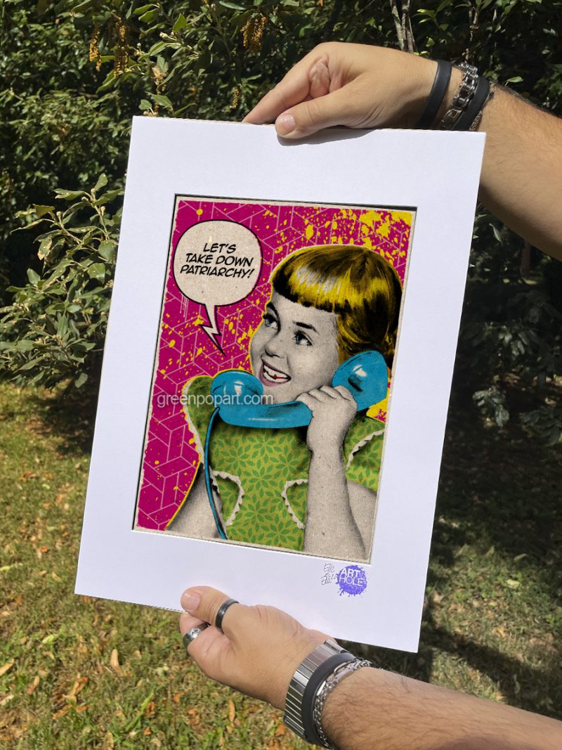 Phone Call - Original Pop-Art printed on 100% recycled paper. Art Print, Vintage, Feminist, Patriarchy, Provocative