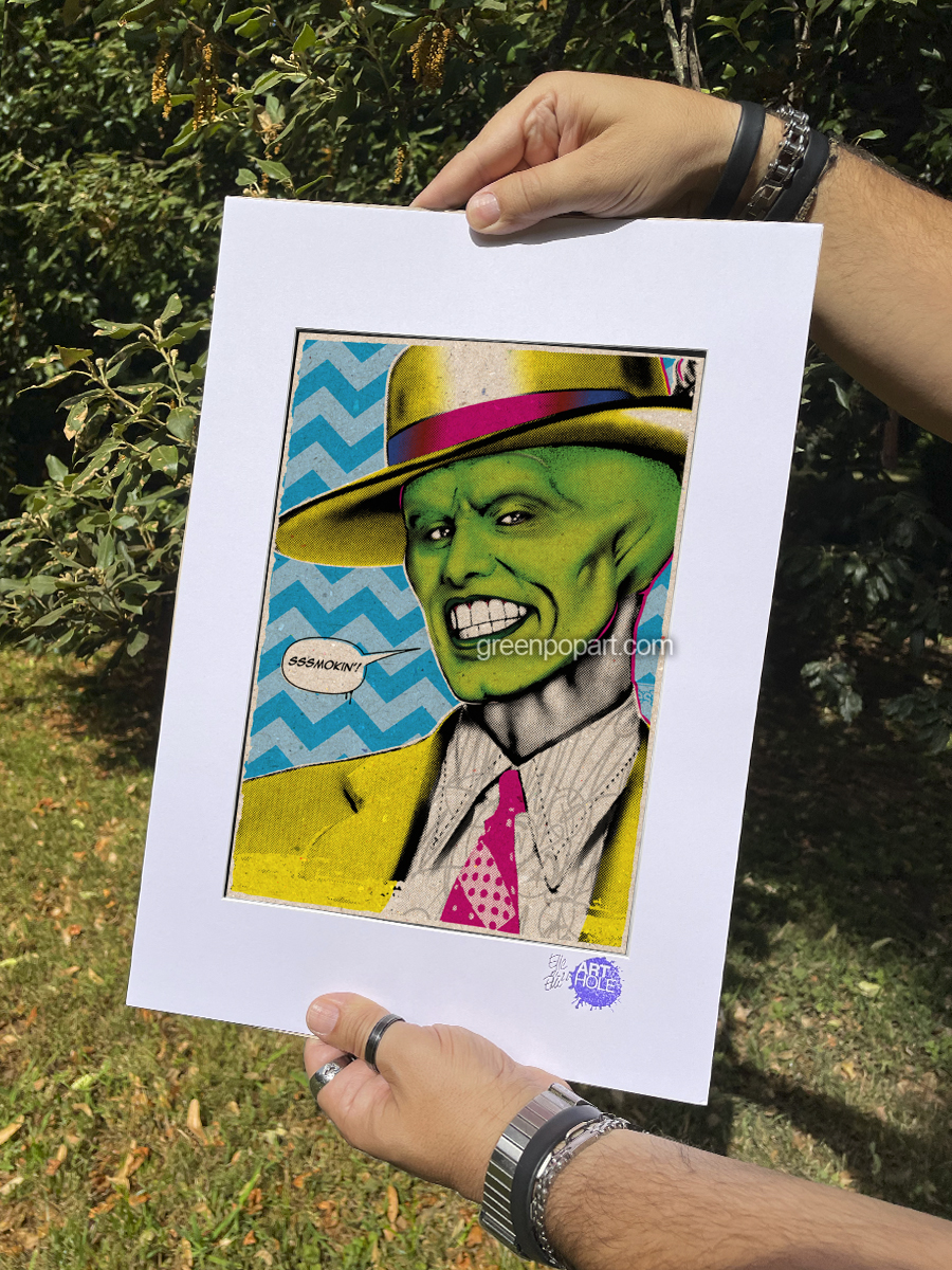 Smokin!- Original Pop-Art printed on 100% recycled paper. Cult Movie, 90s, The Mask, Stanley Ipkiss, Jim Carrey