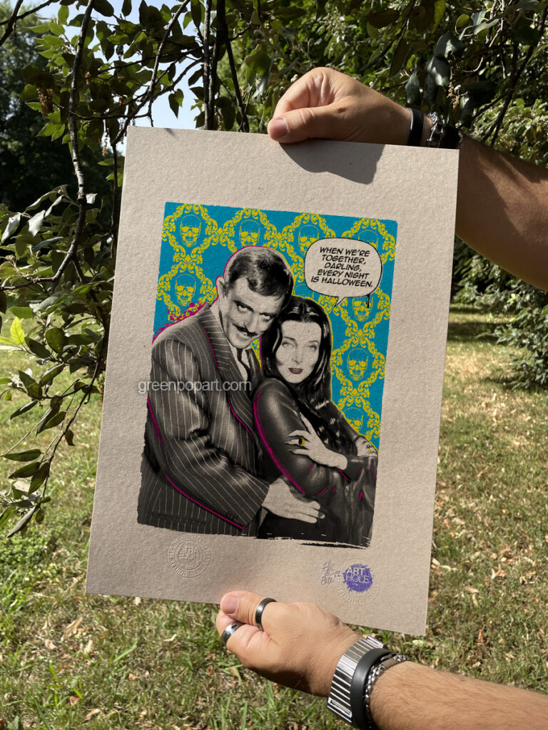Every day is Halloween - Original Pop-Art printed on 100% recycled paper. Cult Movie, Gomez, Morticia, Addams, Gothic