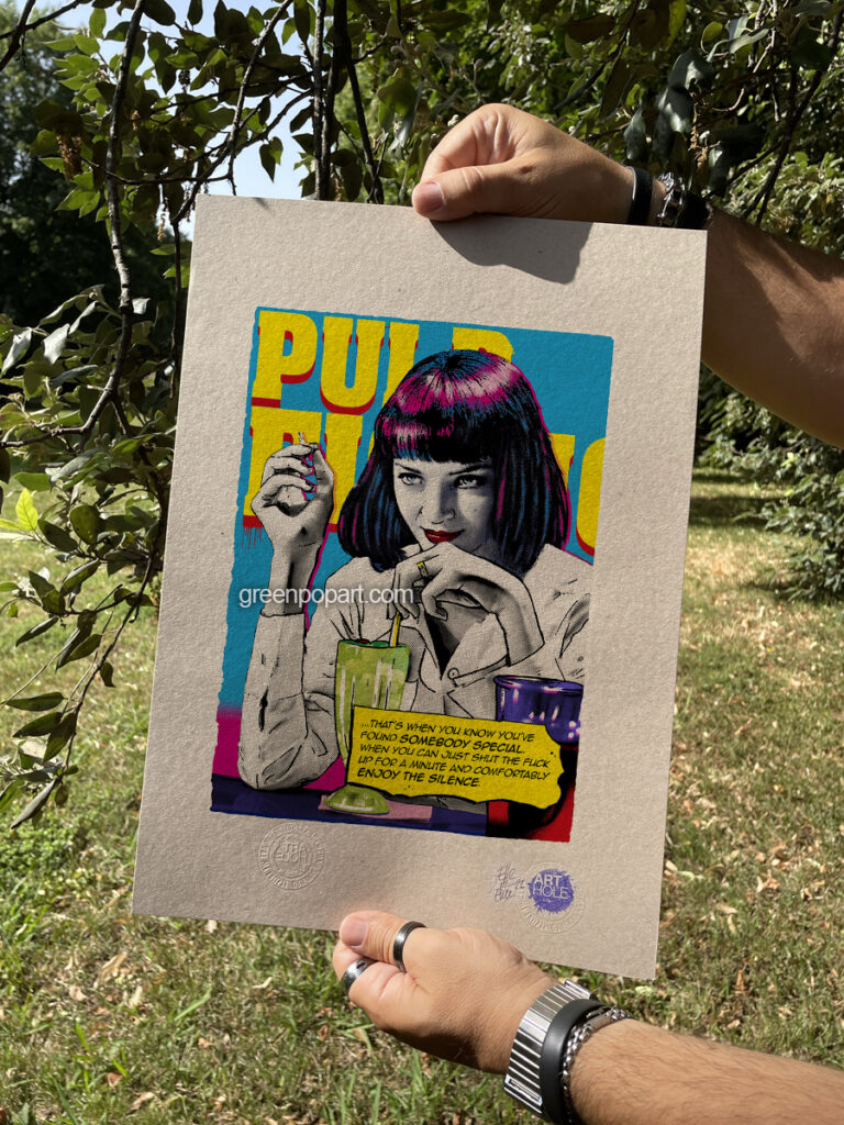 Mia Wallace - Original Pop-Art printed on 100% recycled paper. Cult Movie, 90s, Pulp Fiction, Tarantino, Uma Thurman