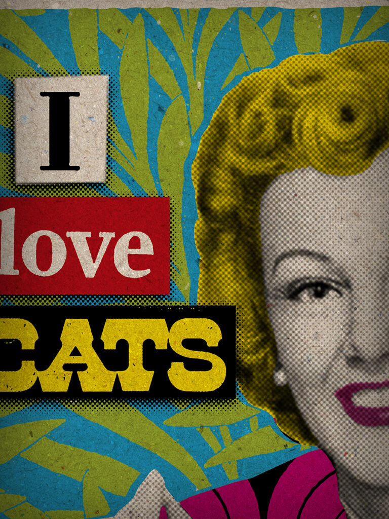 I Love Cats and Feminism - Original Pop-Art printed on 100% recycled paper. 50s, Cats, Animal Love, Woman Rights, Feminist, Activism