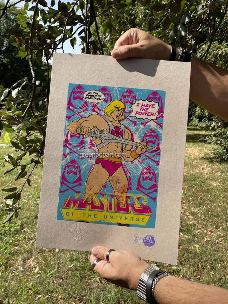i Have the Power  - Original Pop-Art printed on 100% recycled paper. Cult Tv Series, Toys, He-Man, Masters of the Universe, Skeletor, Grayskull