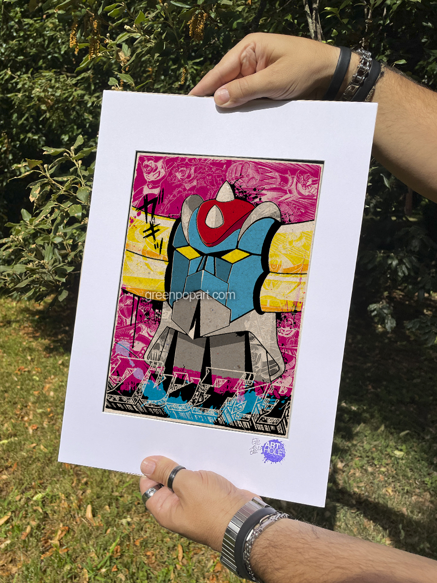 Ufo Robot Grendizer - Original Pop-Art printed on 100% recycled paper. Cult Anime Manga, Goldrake, Atlas Ufo Robot, Goldorak, Go Nagai, 70s, 80s