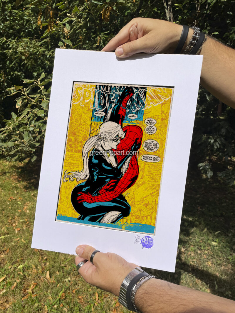 Spider Man - Original Pop-Art printed on 100% recycled paper. Cult Comics, 70s, 80s