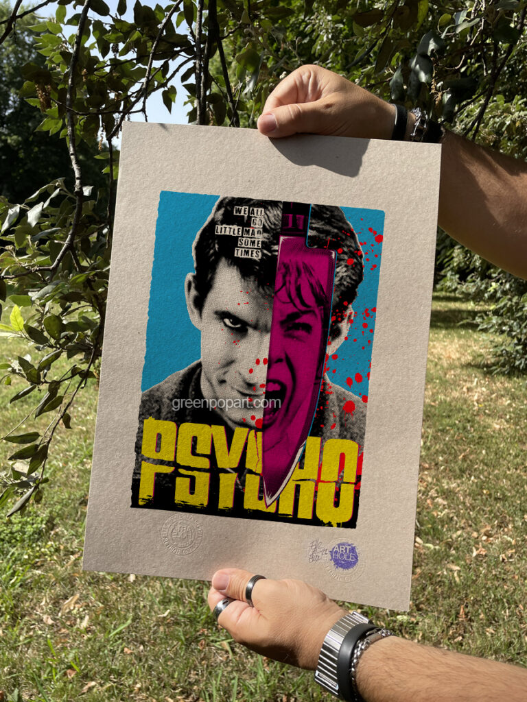 Psycho - Original Pop-Art printed on 100% recycled paper. Cult Horror Movie, 60s, Norman Bates, Alfred Hitchcock