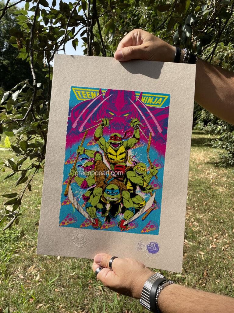 Ninja Turtles - Original Pop-Art printed on 100% recycled paper. Cult Tv Series, Toys, Comics