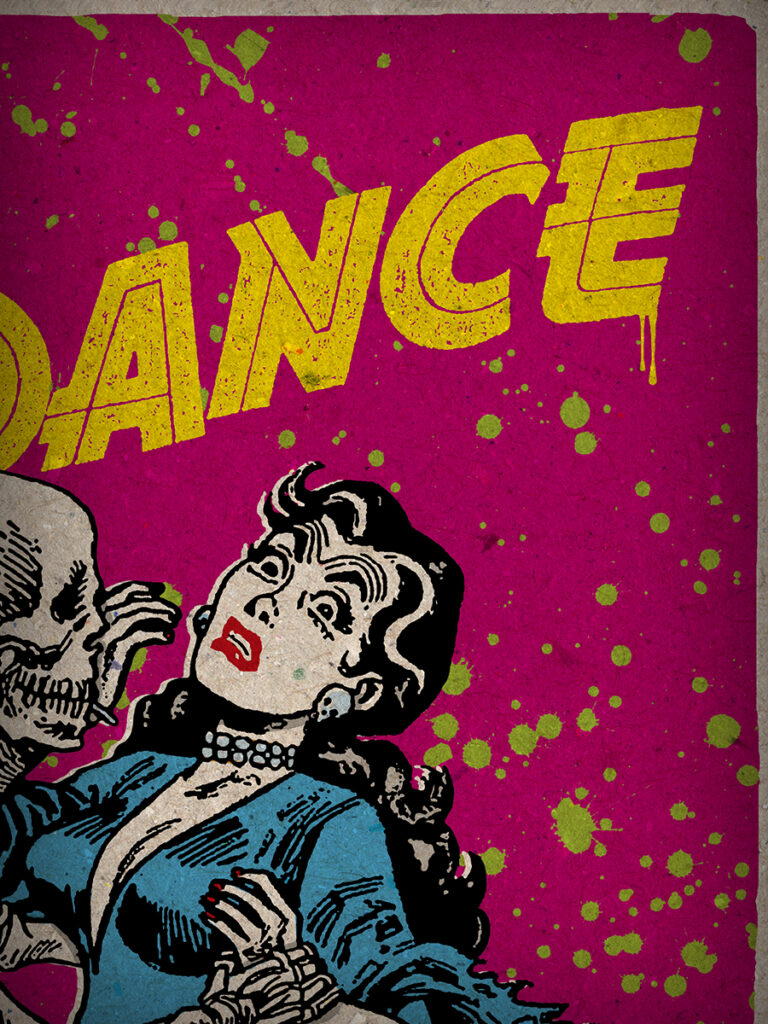 Shall We Dance - Original Pop-Art printed on 100% recycled paper. Vintage, Vegan, Gothic, Humor, 50s, Comics, Horror, Zombie, Skeleton, Skull, Dance, Rock
