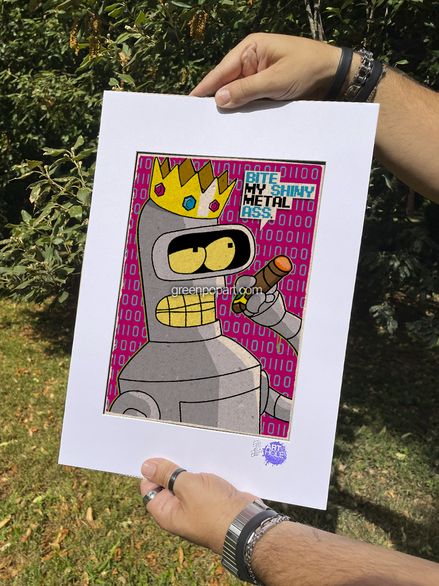 Rodriguez Bending Bender - Original Pop-Art printed on 100% recycled paper. Cult Sci-Fi Comedy, Futurama, Matt Groening, Comics