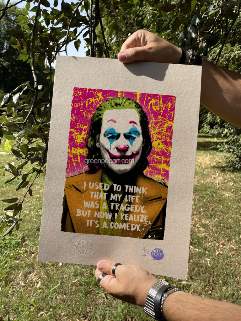 Arthur Fleck, Joker - Original Pop-Art printed on 100% recycled paper. 2019 Cult Movie, Joaquin Phoenix, Comics