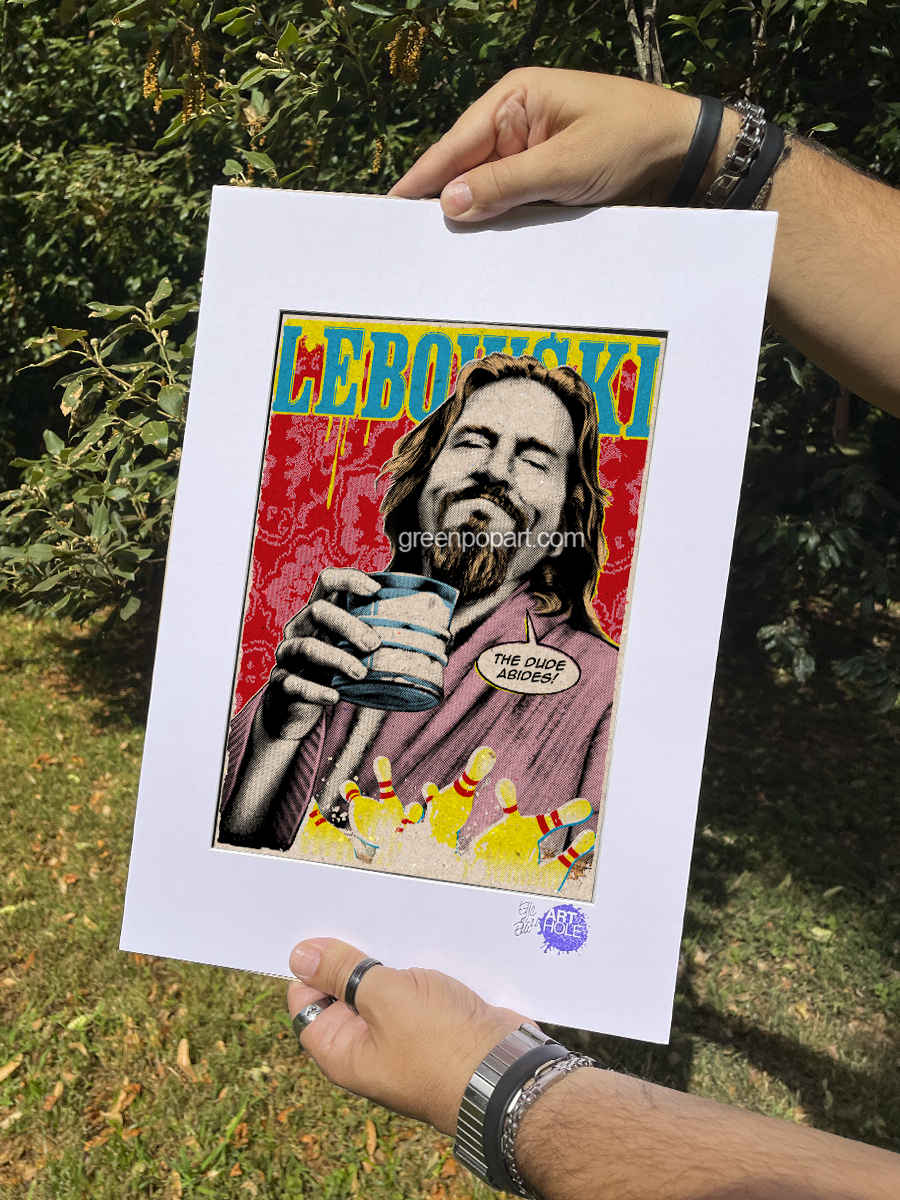 The Dude from The Big Lebowski - Original Pop-Art printed on 100% recycled paper. 90s Cult Movie, Jeff Bridges, Comedy