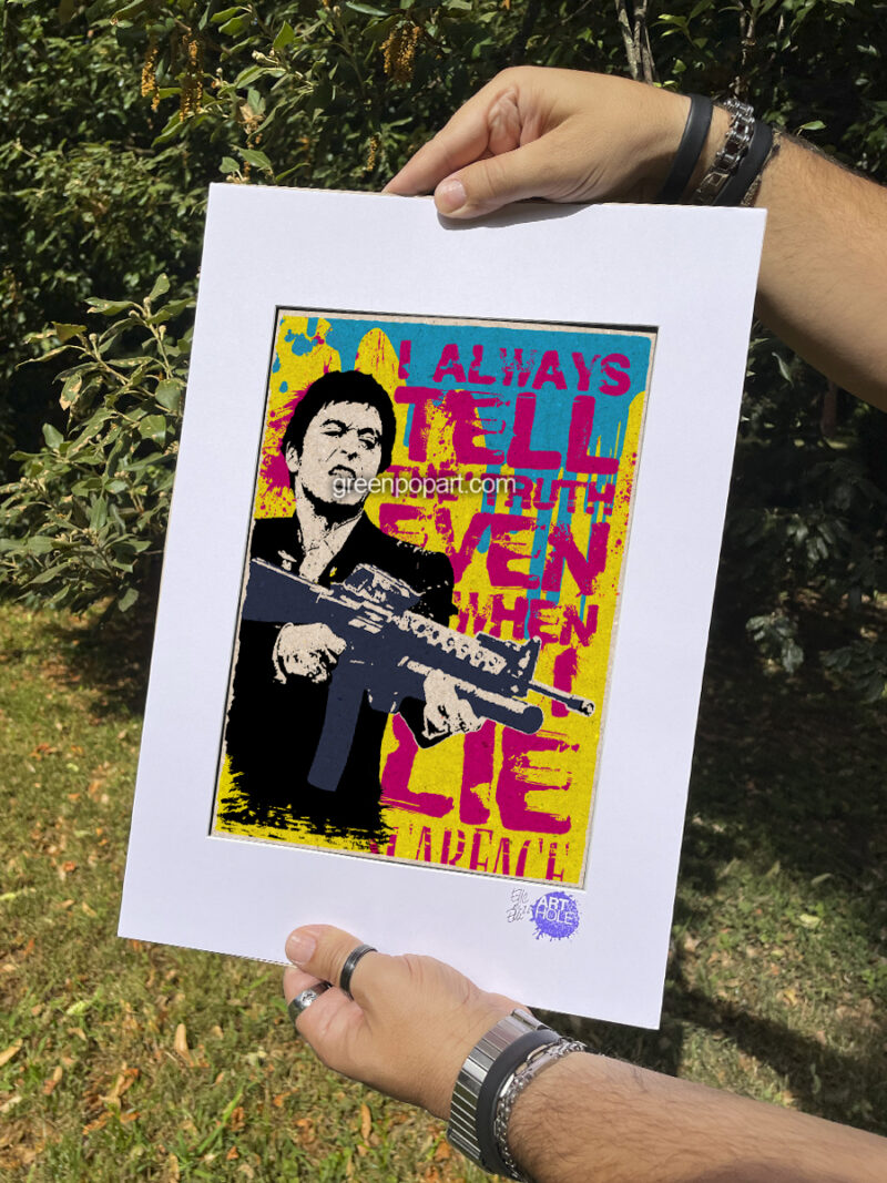 Scarface - Original Pop-Art printed on 100% recycled paper. 80s Cult Movie, Tony Montana, Al Pacino, De Palma